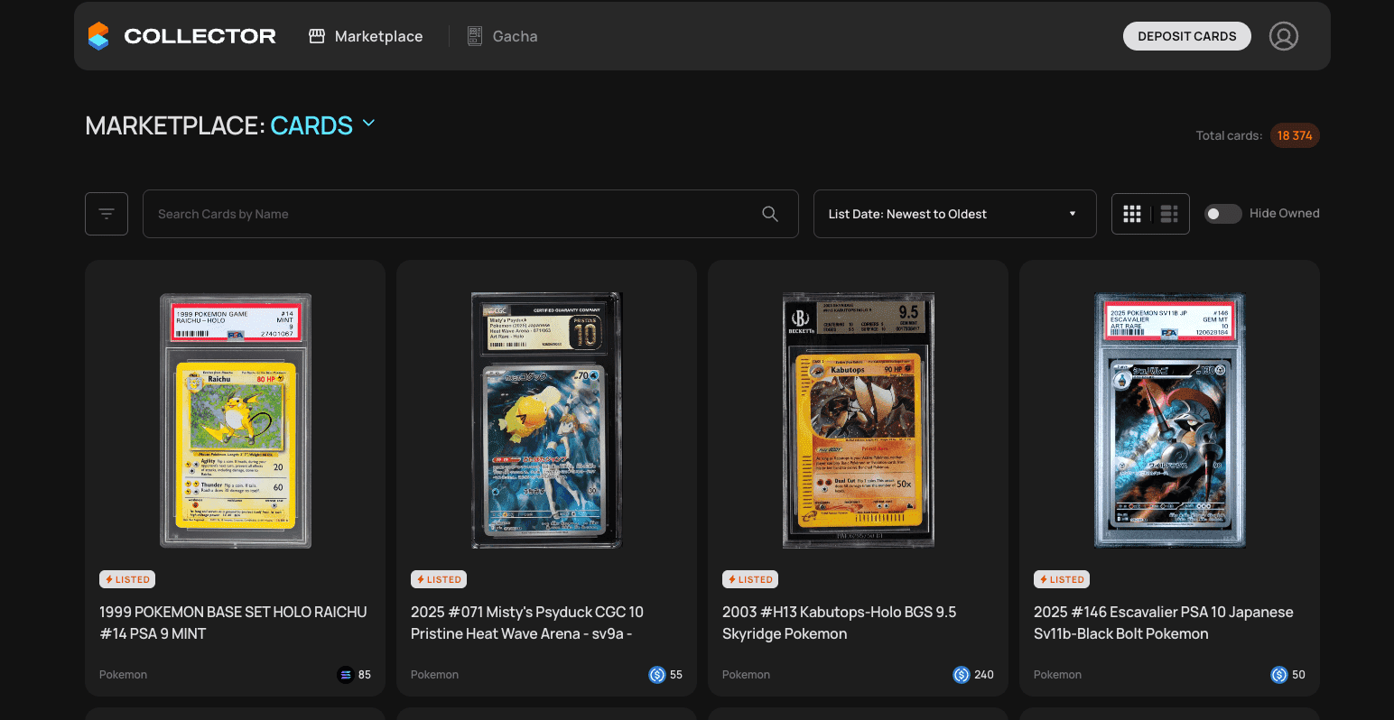 Collector Crypt Pokémon NFT vault feature