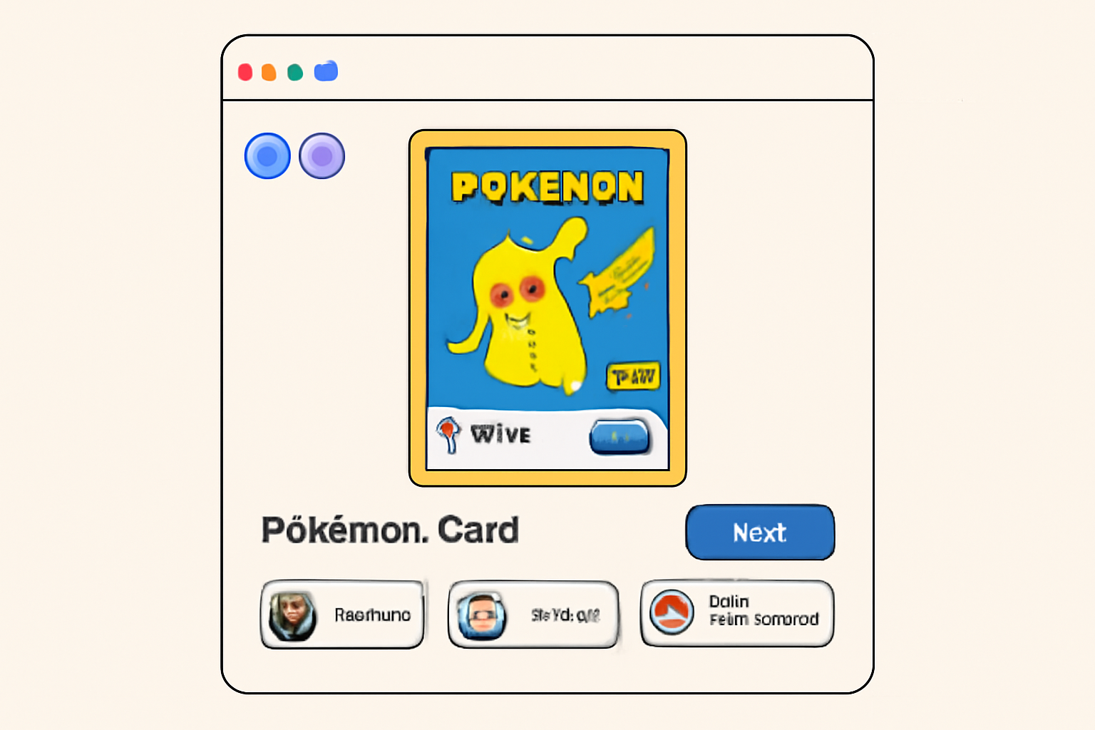 a Pokémon card NFT listing on a marketplace, with social media icons and excited collectors commenting