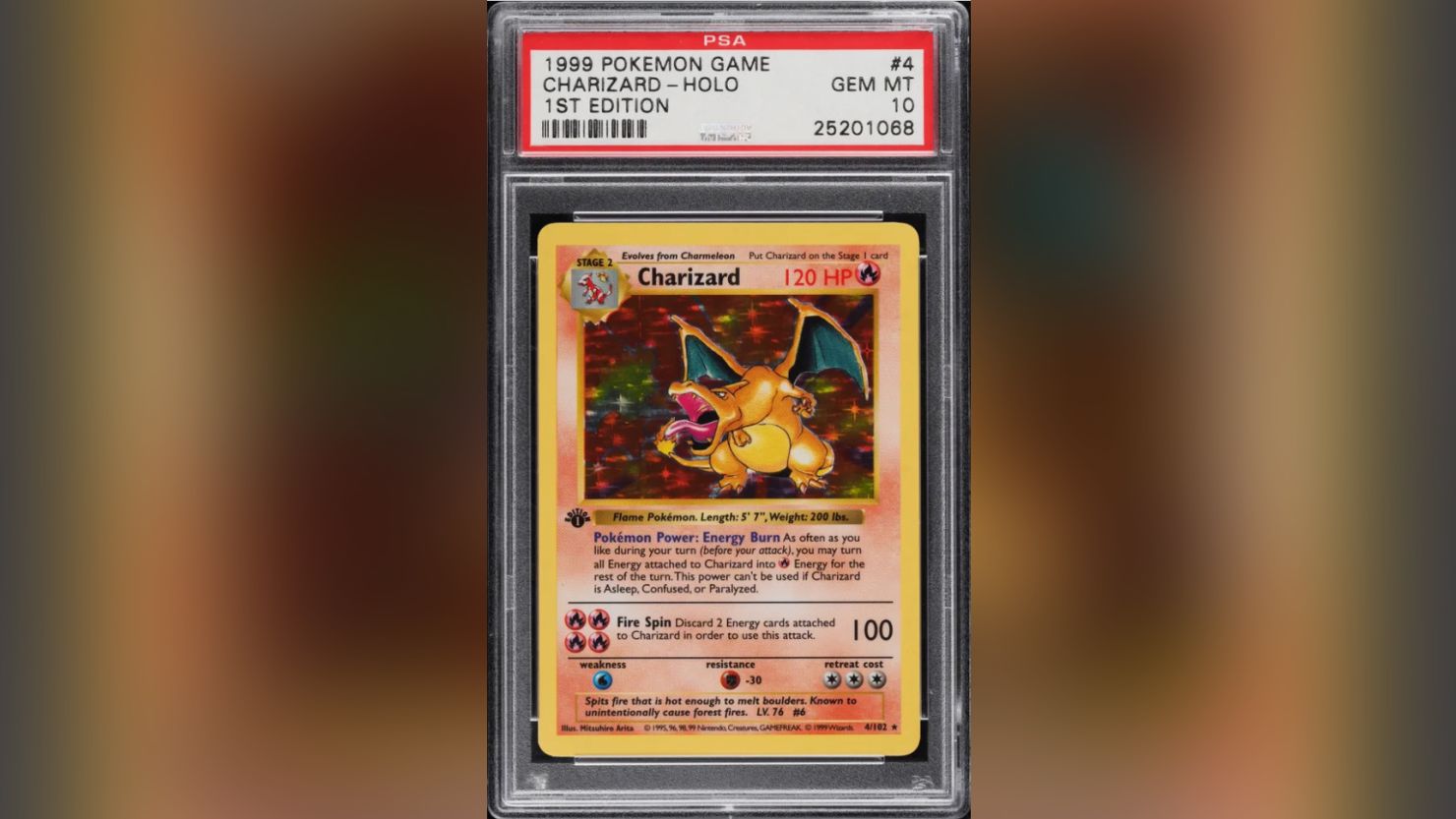 Charizard 1st Edition Base Set Holo tokenized card