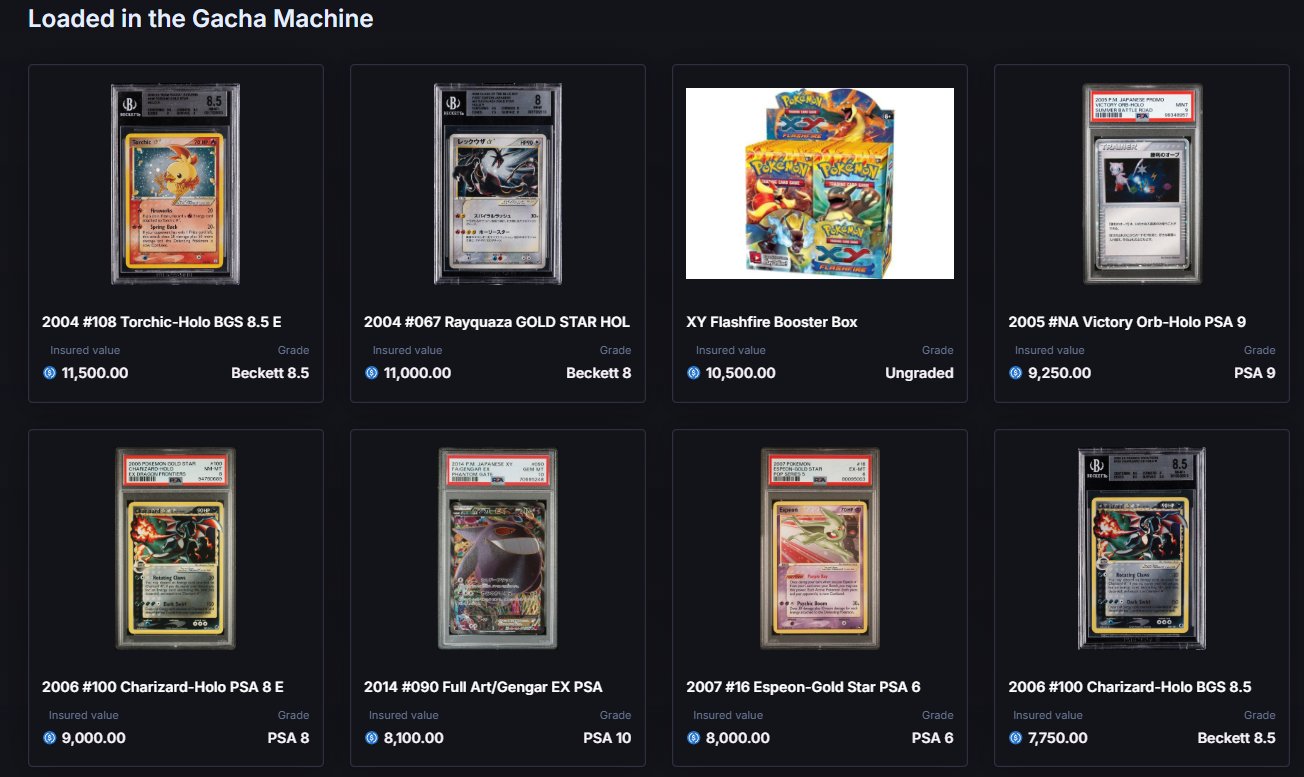 Collector Crypt Gacha machine Pokémon NFT pack