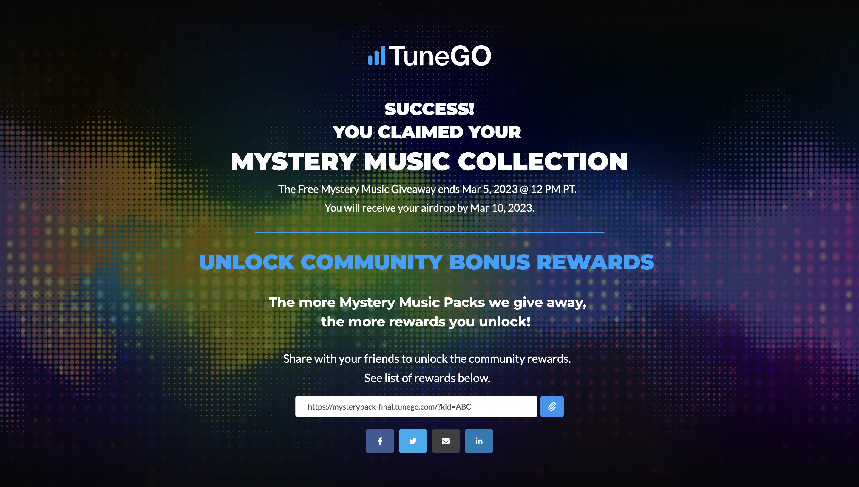 NFT giveaway task completion screenshot